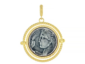 Judith Ripka 14k Gold Clad Genuine Italian 20-Lira Coin Rotating Enhancer