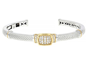 Judith Ripka White Prazana® Lab Grown Diamonds Rhodium & 14k Yellow Gold Clad Harmony Bangle 0.46ctw