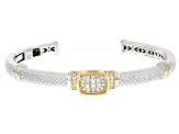 Judith Ripka White Prazana® Lab Grown Diamonds Rhodium & 14k Yellow Gold Clad Harmony Bangle 0.46ctw