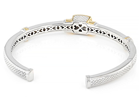 Judith Ripka White Prazana® Lab Grown Diamonds Rhodium & 14k Yellow Gold Clad Harmony Bangle 0.46ctw