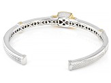 Judith Ripka White Prazana® Lab Grown Diamonds Rhodium & 14k Yellow Gold Clad Harmony Bangle 0.46ctw