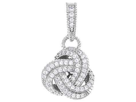 Judith Ripka White Cubic Zirconia Rhodium Over Sterling Silver Haute Knot Enhancer 2.74ctw