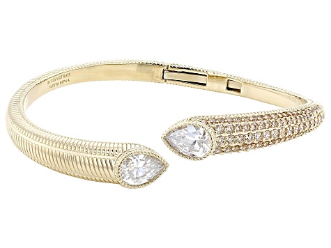 Judith Ripka White Cubic Zirconia 14k Gold Clad Bubble Bangle 9.51ctw
