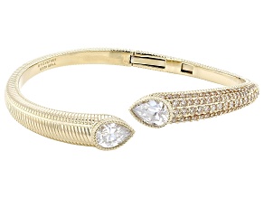 Judith Ripka White Cubic Zirconia 14k Gold Clad Bubble Bangle 9.51ctw