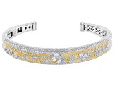 Judith Ripka White Cubic Zirconia Rhodium and 14k Yellow Gold Clad Harmony Bangle 5.23ctw
