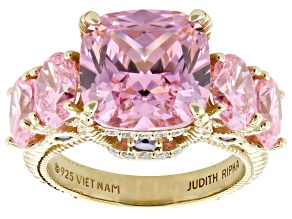 Judith Ripka Pink Cubic Zirconia 14k Gold Clad Ring 17.46ctw