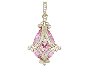 Judith Ripka Pink Cubic Zirconia 14k Gold Clad Gothic Enhancer 40.76ctw