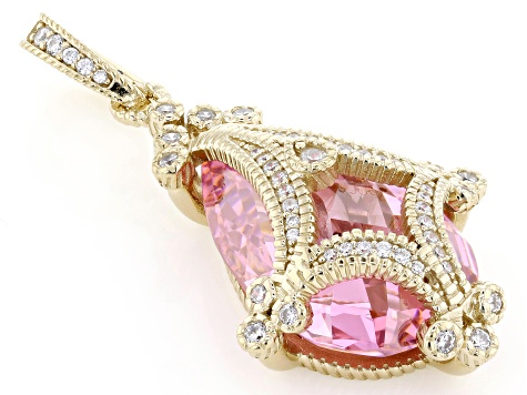 Judith Ripka Pink Cubic Zirconia 14k Gold Clad Gothic Enhancer