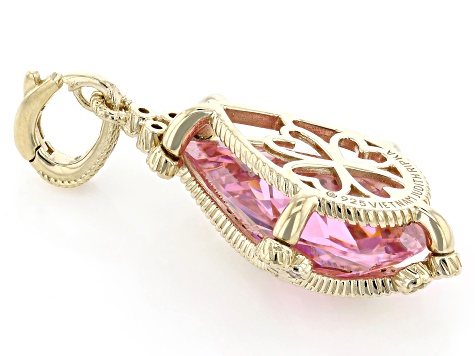 Judith Ripka Pink Cubic Zirconia 14k Gold Clad Gothic Enhancer