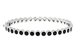 Judith Ripka Black Diamond Simulant Rhodium Over Sterling Silver Bezel Set Bangle 3.28ctw