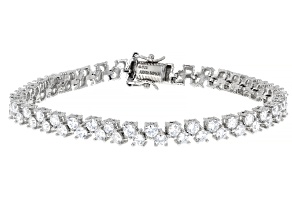 Judith Ripka White Cubic Zirconia Rhodium Over Sterling Silver Zig Zag Tennis Bracelet 12.20ctw
