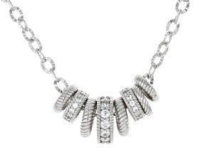 Judith Ripka White Cubic Zirconia Rhodium Over Sterling Silver Haute Rondelle Necklace 1.28ctw