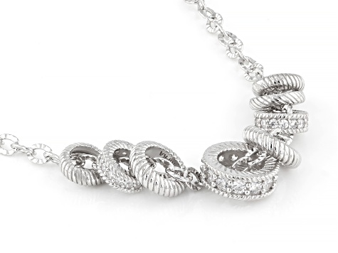Judith Ripka White Cubic Zirconia Rhodium Over Sterling Silver Haute Rondelle Necklace 1.28ctw