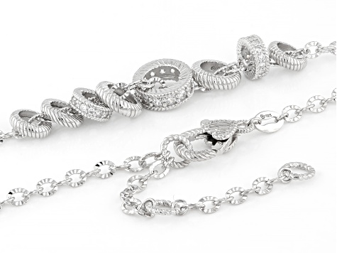Judith Ripka White Cubic Zirconia Rhodium Over Sterling Silver Haute Rondelle Necklace 1.28ctw