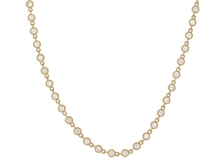 Judith Ripka White Cubic Zirconia 14k Gold Clad Bezel Set Necklace 36.36ctw