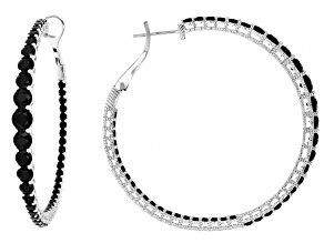 Judith Ripka Black Diamond Simulant Rhodium Over Silver Haute Graduated Hoop Earrings 7.94ctw