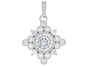 Judith Ripka White Cubic Zirconia Rhodium Over Sterling Silver Haute Enhancer 15.61ctw