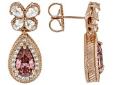 Judith Ripka Blush Cubic Zirconia 14k Rose Gold Clad Printemps Dangle Earrings 8.23ctw