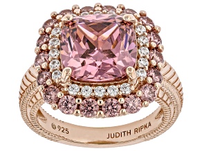 Judith Ripka Blush Cubic Zirconia 14k Rose Gold Clad Printemps Ring 12.10ctw