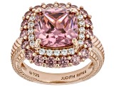 Judith Ripka Blush Cubic Zirconia 14k Rose Gold Clad Printemps Ring 12.10ctw
