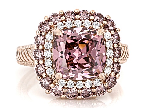 Judith Ripka Blush Cubic Zirconia 14k Rose Gold Clad Printemps Ring 12.10ctw