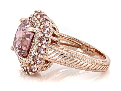 Judith Ripka Blush Cubic Zirconia 14k Rose Gold Clad Printemps Ring 12.10ctw