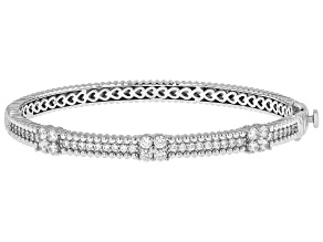 Judith Ripka White Cubic Zirconia Rhodium Over Sterling Silver Haute Bangle 3.01ctw