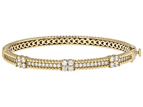 Judith Ripka White Cubic Zirconia 14k Gold Clad Haute Bangle 3.01ctw