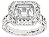 Judith Ripka White Cubic Zirconia Rhodium Over Sterling Silver Haute East West Ring 5.31ctw