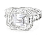 Judith Ripka White Cubic Zirconia Rhodium Over Sterling Silver Haute East West Ring 5.31ctw