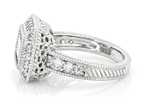 Judith Ripka White Cubic Zirconia Rhodium Over Sterling Silver Haute East West Ring 5.31ctw