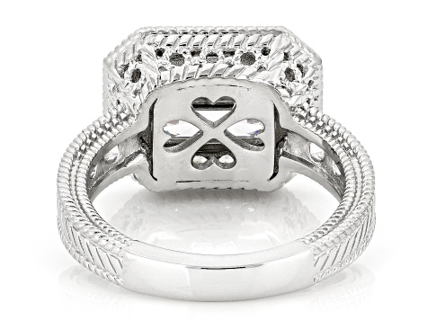 Judith Ripka White Cubic Zirconia Rhodium Over Sterling Silver Haute East West Ring 5.31ctw
