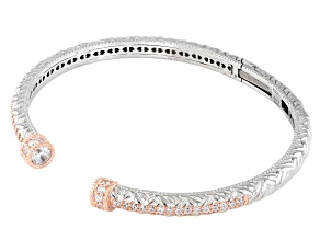 Judith Ripka White Cubic Zirconia 14k Rose Gold Clad & Rhodium Over Silver Harmony Bangle 3.34ctw