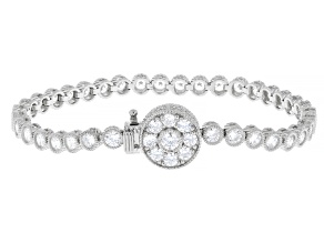 Judith Ripka White Cubic Zirconia Rhodium Over Sterling Silver Haute Bezel Tennis Bracelet 13.43ctw