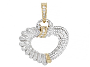 Judith Ripka White Lab Grown Diamond F VS2 14k Gold Clad and Rhodium Over Silver Enhancer 0.11ctw