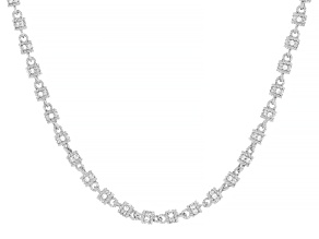 Judith Ripka White Cubic Zirconia Rhodium Over Sterling Silver O Barrel Necklace 24.16ctw