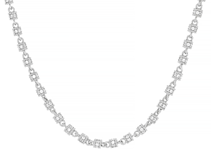 Judith Ripka White Cubic Zirconia Rhodium Over Sterling Silver O Barrel Necklace 24.16ctw