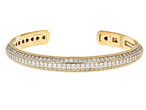 Judith Ripka White Cubic Zirconia 14k Gold Clad Haute Pave Bangle 4.80ctw