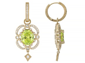 Judith Ripka Apple Green Cubic Zirconia 14k Gold Clad Printemps Dangle Earrings 18.81ctw