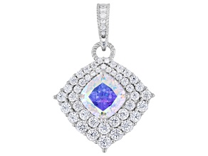 Judith Ripka Aurora Borealis Cubic Zirconia Rhodium Over Sterling Silver Enhancer 9.51ctw