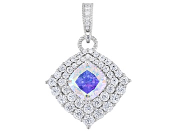 Picture of Judith Ripka Aurora Borealis Cubic Zirconia Rhodium Over Sterling Silver Enhancer 9.51ctw