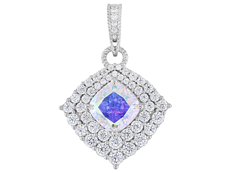 Judith Ripka Aurora Borealis Cubic Zirconia Rhodium Over Sterling Silver Enhancer 9.51ctw