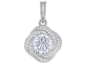 Judith Ripka White Cubic Zirconia Rhodium Over Sterling Silver Haute Love Knot Enhancer 7.28ctw