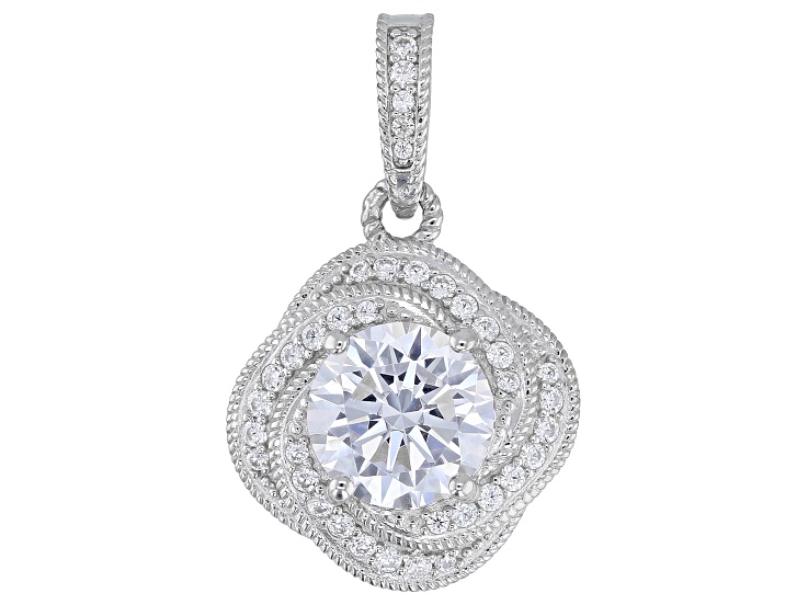 Judith Ripka White Cubic Zirconia Rhodium Over Sterling Silver Haute Love Knot Enhancer 7.28ctw