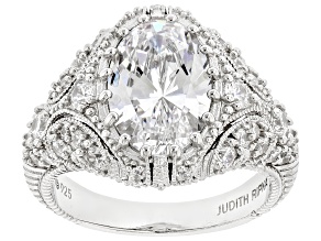 Judith Ripka White Cubic Zirconia Rhodium Over Sterling Silver Estate Cocktail Ring 6.50ctw