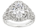 Judith Ripka White Cubic Zirconia Rhodium Over Sterling Silver Estate Cocktail Ring 6.50ctw