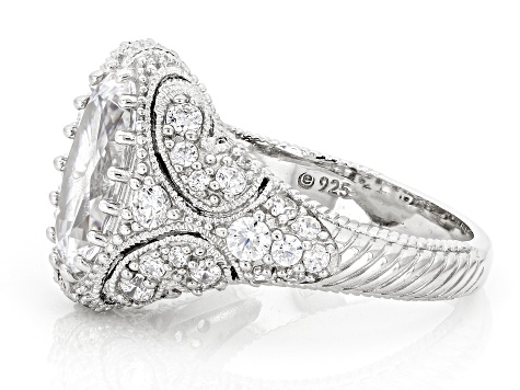 Judith Ripka White Cubic Zirconia Rhodium Over Sterling Silver Estate Cocktail Ring 6.50ctw