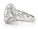 Judith Ripka White Cubic Zirconia Rhodium Over Sterling Silver Estate Cocktail Ring 6.50ctw