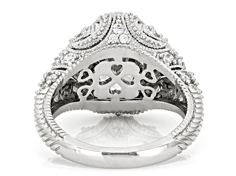 Judith Ripka White Cubic Zirconia Rhodium Over Sterling Silver Estate Cocktail Ring 6.50ctw