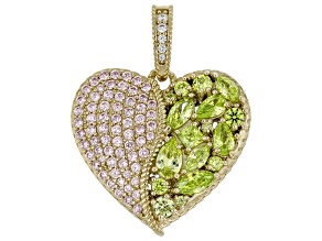 Judith Ripka Apple Green & Pink Cubic Zirconia 14k Gold Clad Printemps Enhancer 5.68ctw